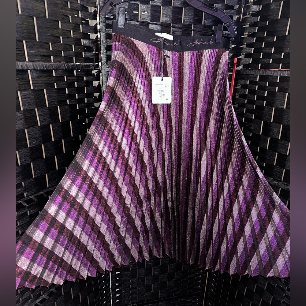 Beatrice B. Metallic Stripe Pleated Skirt